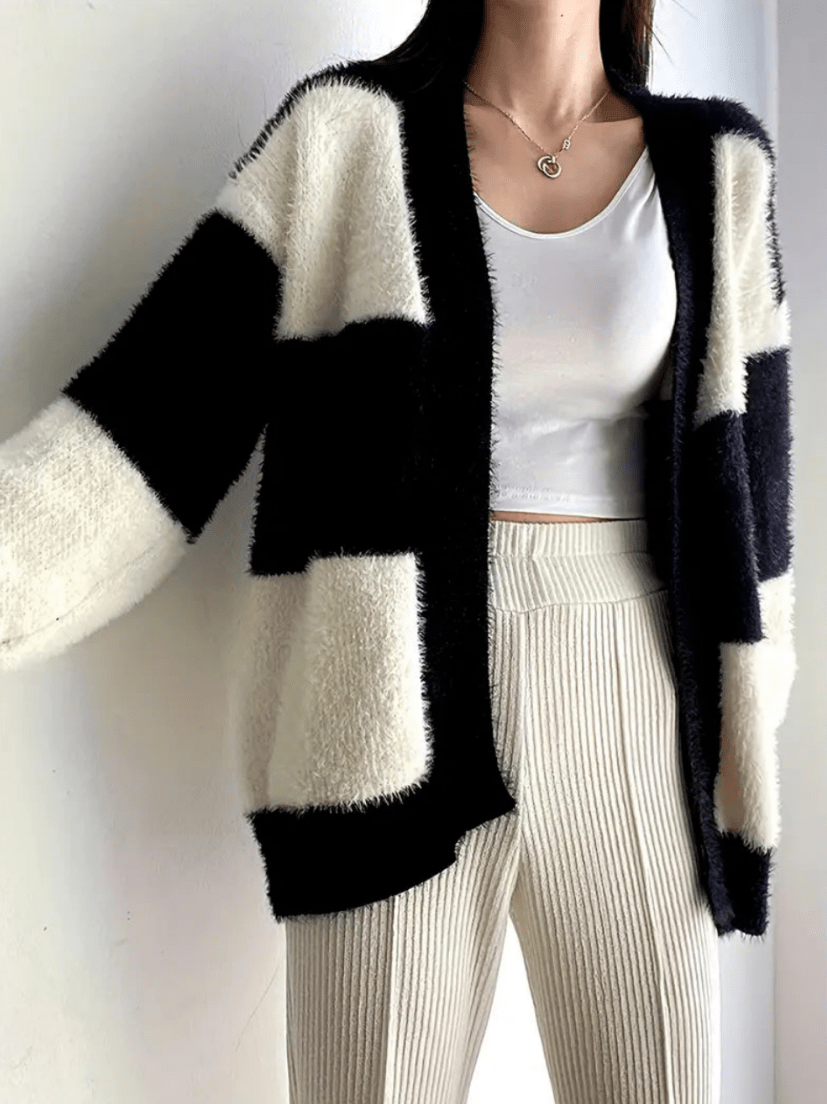 Levoire | Sweat à capuche pour femmes Veste en tricot décontractée avec design bicolore Confortable et élégant Taille unique