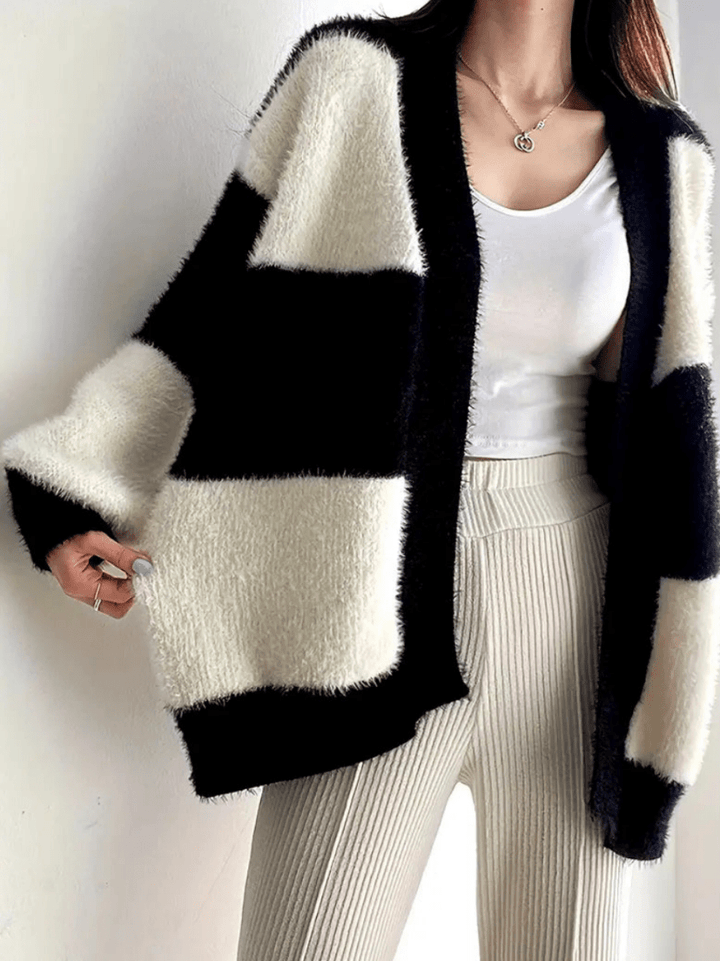 Levoire | Sweat à capuche pour femmes Veste en tricot décontractée avec design bicolore Confortable et élégant