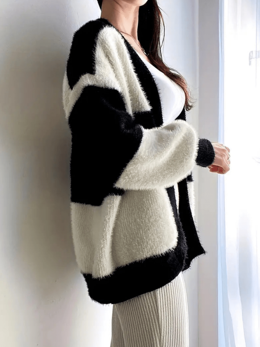 Levoire | Sweat à capuche pour femmes Veste en tricot décontractée avec design bicolore Confortable et élégant