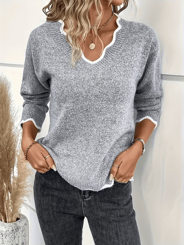 Levoire | Pull col V volant femme Gris