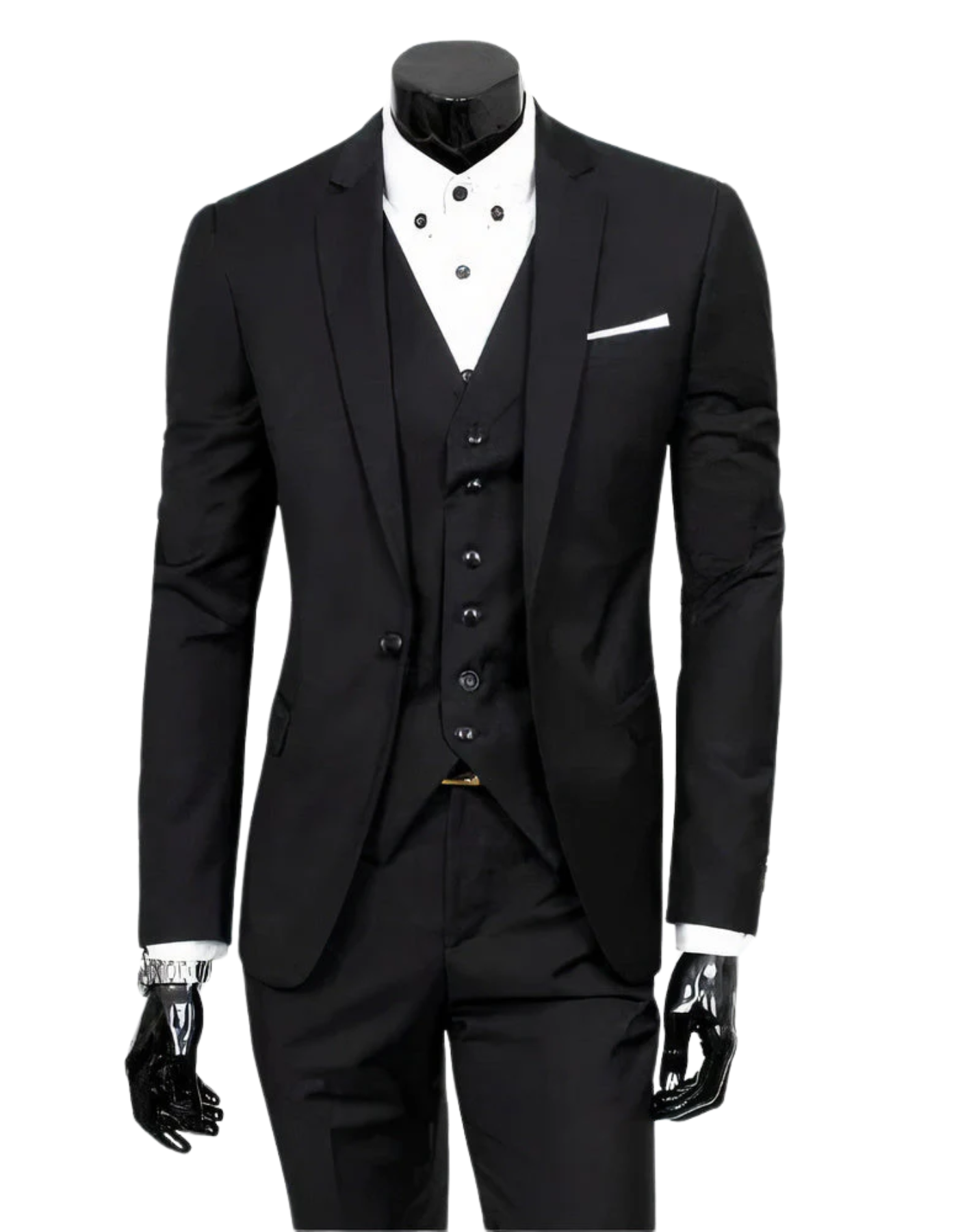 Levoire | Veste De Costume 3 Pièces Avec Gilet Et Pantalons Étroits Noir