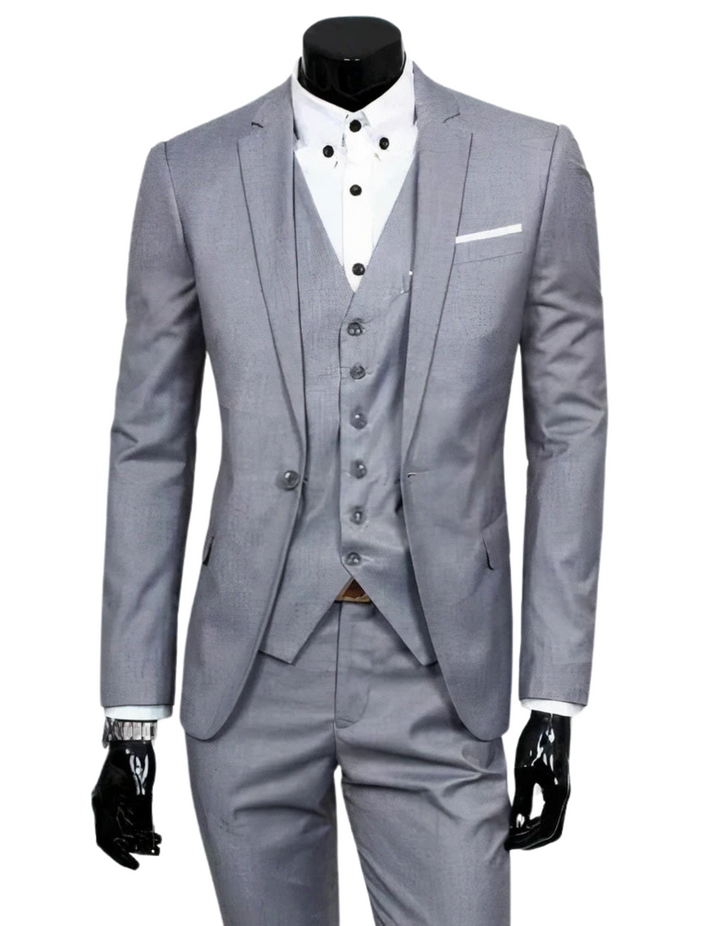 Levoire | Veste De Costume 3 Pièces Avec Gilet Et Pantalons Étroits Gris