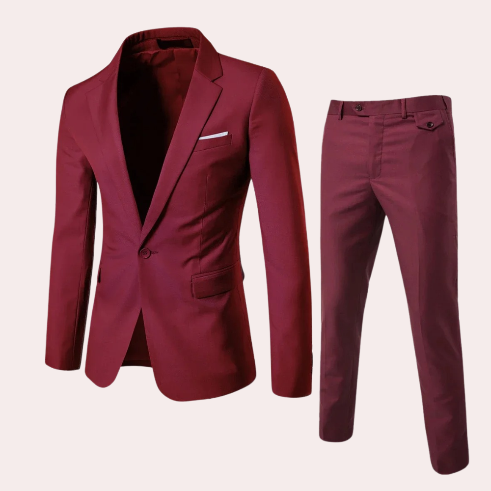 Levoire | Costume Ensemble Élégant 2 Pièces Avec Blazer Et Pantalon Rot