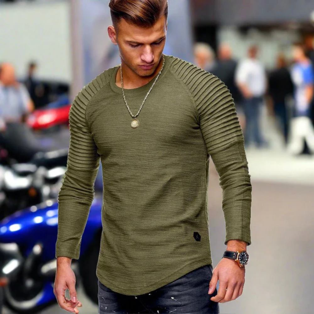Levoire | Confortable Sweatshirt À Manches Longues Slim Fit Col Rond Vert