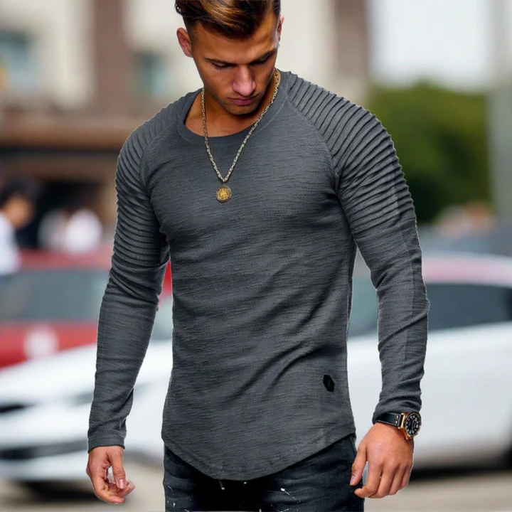 Levoire | Confortable Sweatshirt À Manches Longues Slim Fit Col Rond Gris