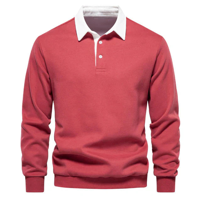 Levoire | Polo À Manches Longues Avec Col Polo Classique Pour Les Loisirs Et La Vie Quotidienne Rot