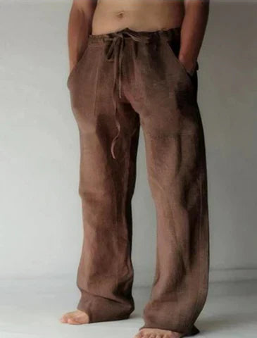 Levoire | Pantalon En Lin Style Baggy Pantalon D'Été Décontracté Et Confortable Braun