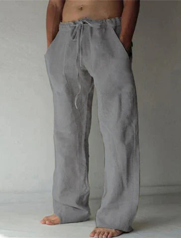 Levoire | Pantalon En Lin Style Baggy Pantalon D'Été Décontracté Et Confortable Gris