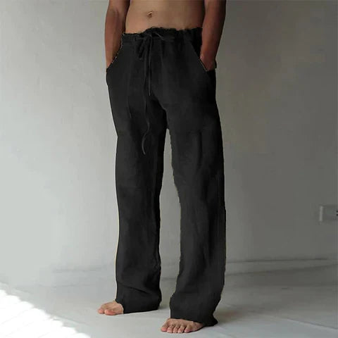 Levoire | Pantalon En Lin Style Baggy Pantalon D'Été Décontracté Et Confortable Noir