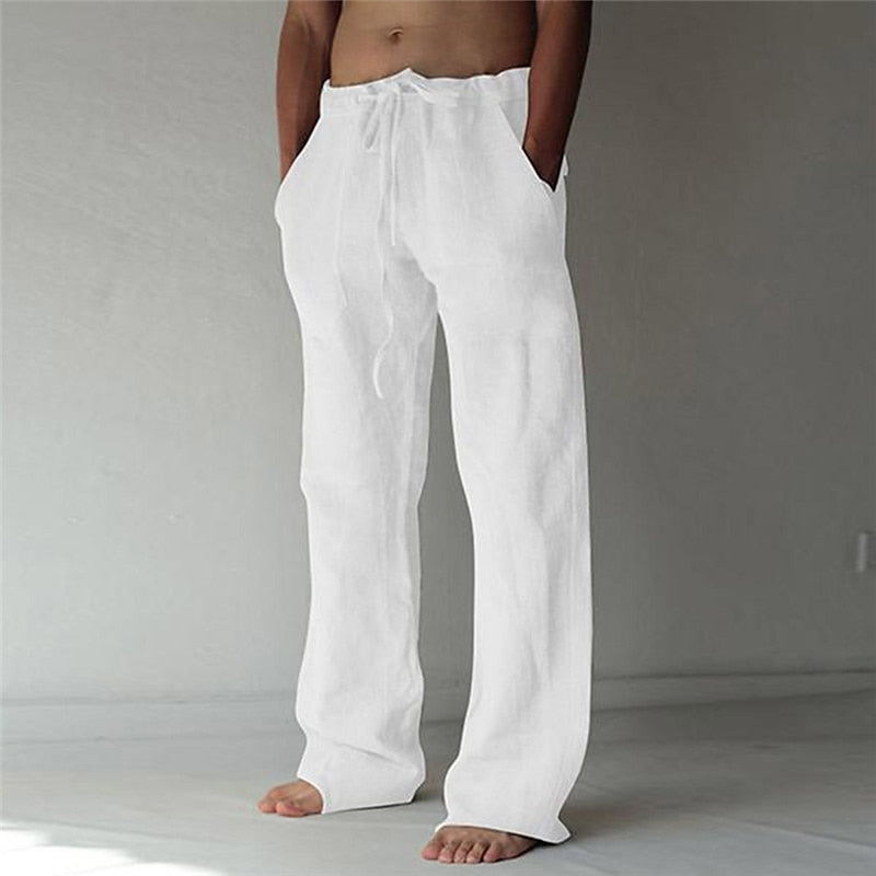 Levoire | Pantalon En Lin Style Baggy Pantalon D'Été Décontracté Et Confortable Blanc