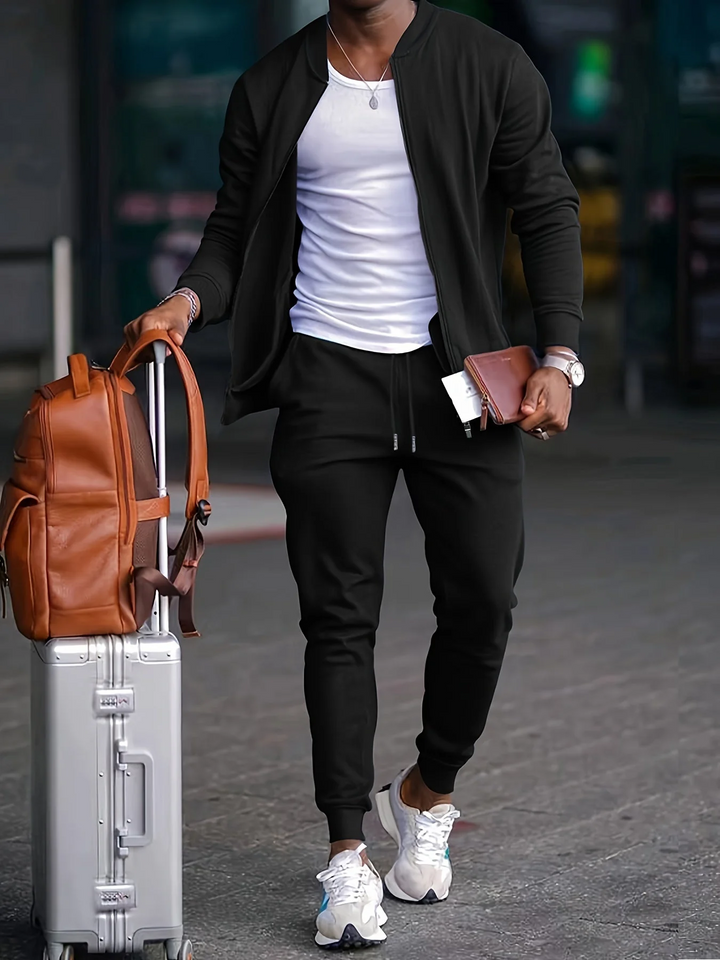 Levoire | Veste Manches Longues Avec Fermeture Éclair Et Pantalon Cordon Noir