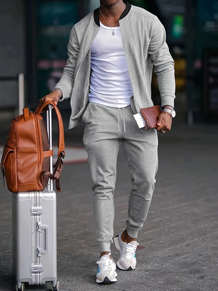 Levoire | Veste Manches Longues Avec Fermeture Éclair Et Pantalon Cordon Gris