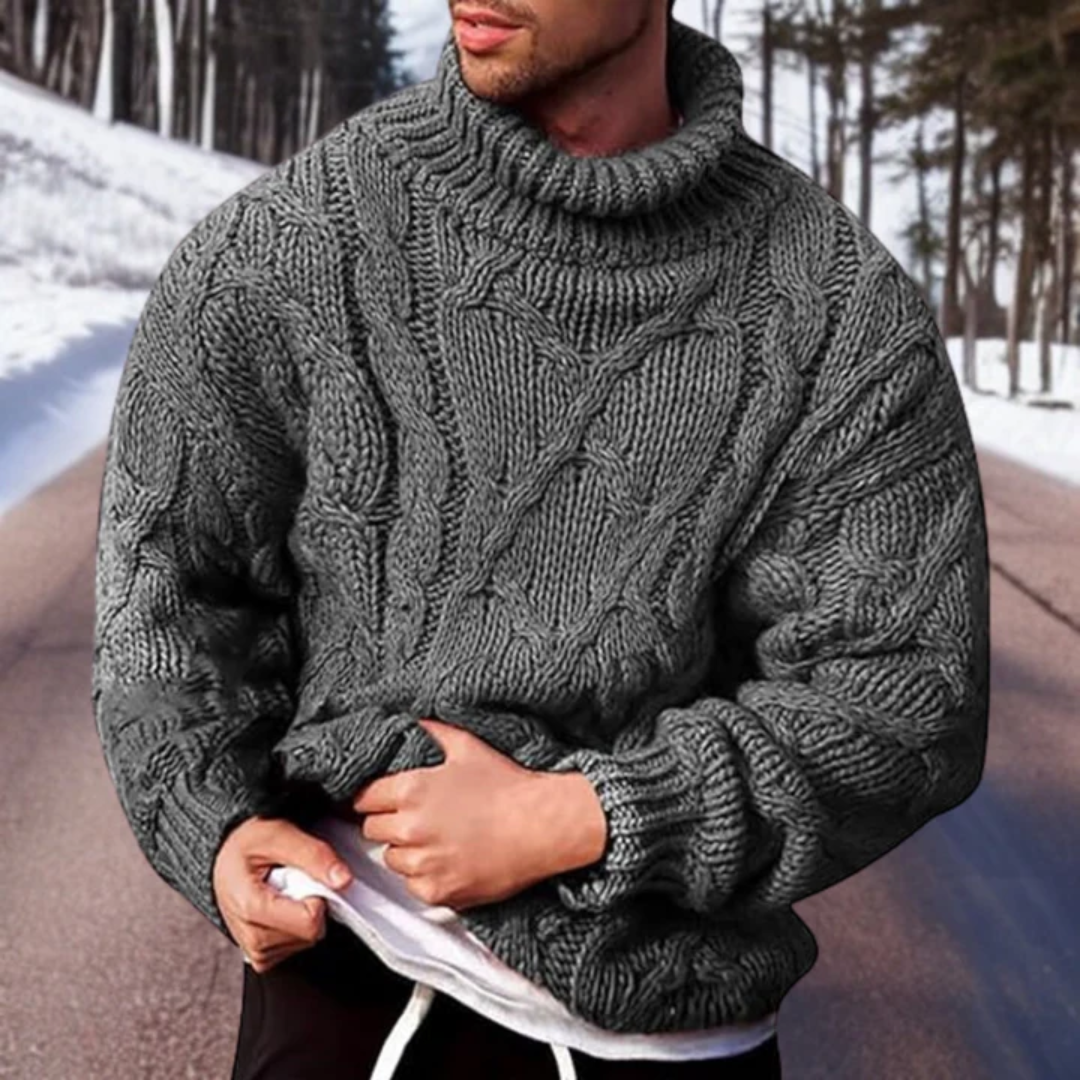 Levoire | Pull en laine chaud à col roulé loose fit Gris