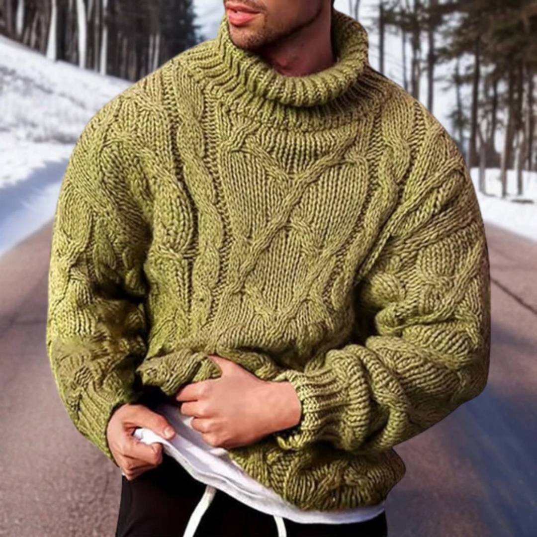 Levoire | Pull en laine chaud à col roulé loose fit Vert
