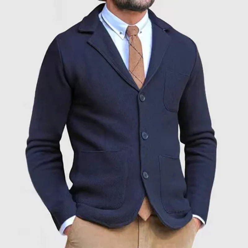 Levoire | Veste À Col Revers Réversible À Manches Longues Avec Boutons Et Poches Bleu foncé