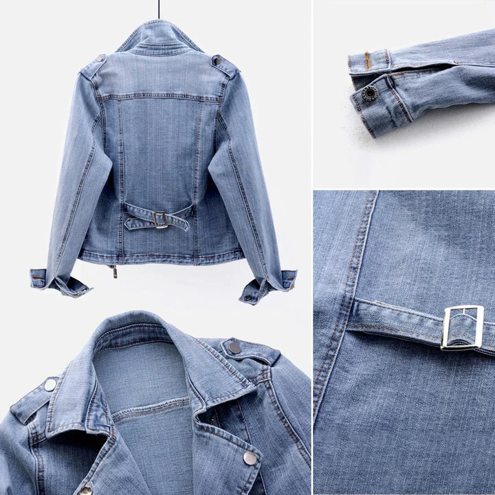 Levoire | Veste En Denim À Manches Longues Avec Fermeture Éclair Et Poches