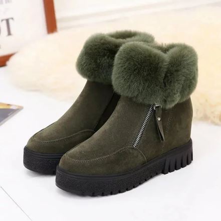 Levoire | Bottes En Peluche Confortables Et Antidérapantes Avec Fermeture Éclair Vert