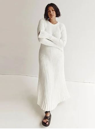 Levoire | Robe En Tricot Longue Style Pour Femmes Blanc