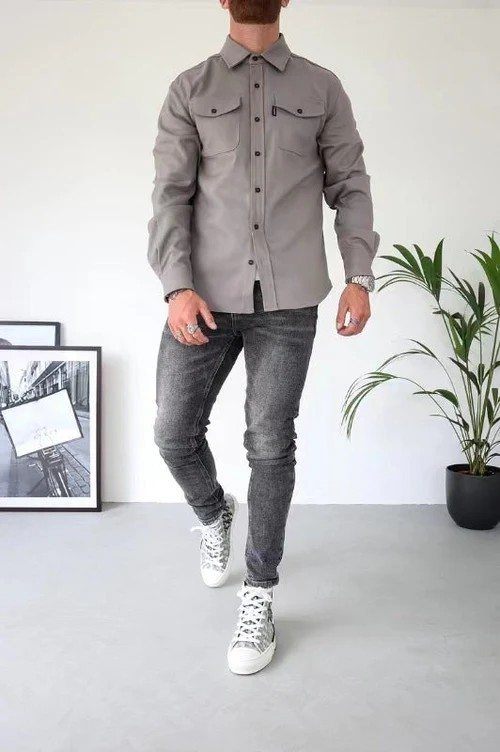 Levoire | Chemise De Superposition Décontractée Pour L'Automne Gris clair