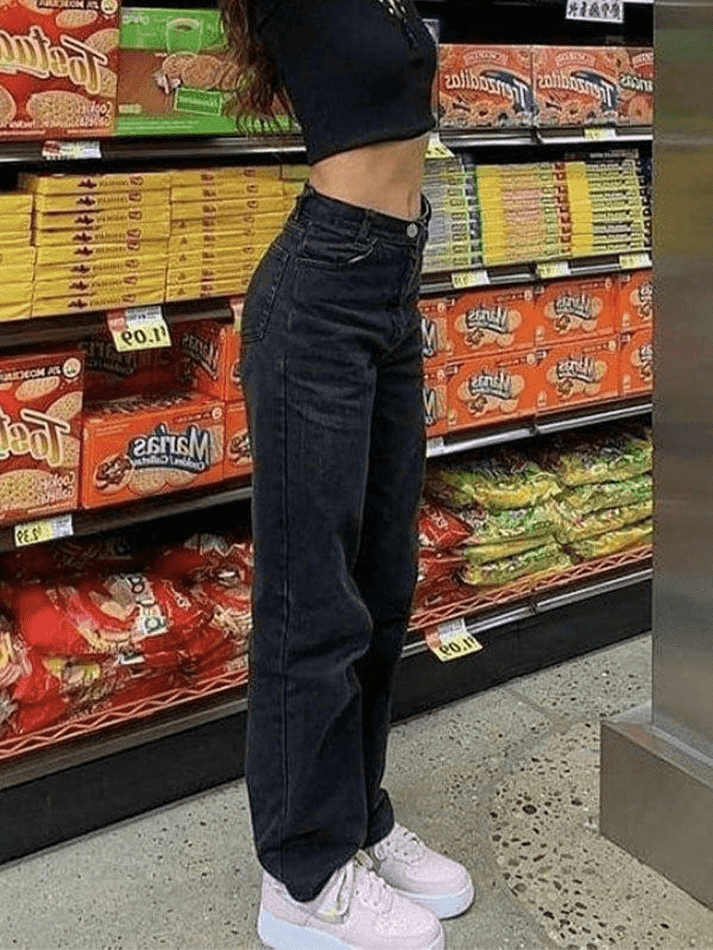 Levoire | Jeans Boyfriend Taille Haute Noir