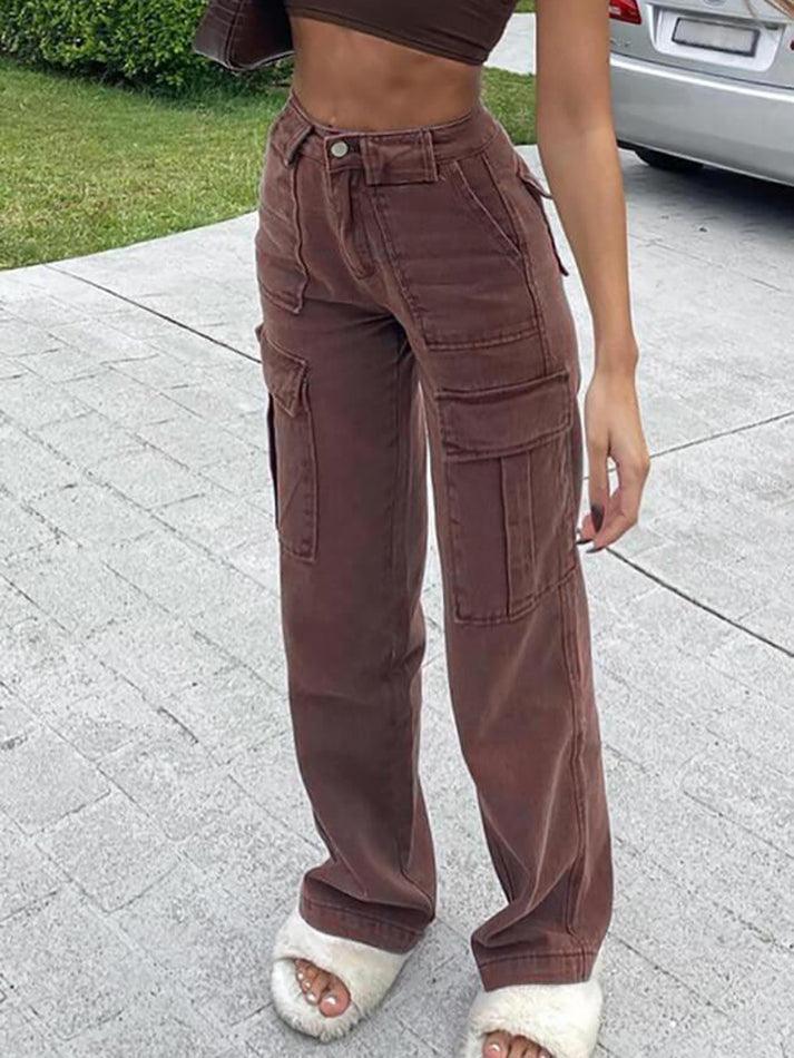 Levoire | Taille Haute Jeans Droite Simple Braun