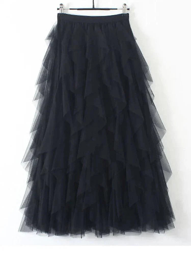 Levoire | Jupe En Tulle Plissé Taille Haute Noir Une taille