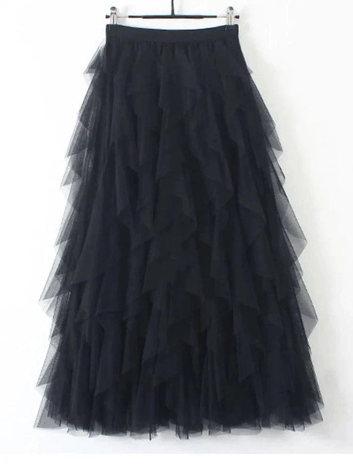 Levoire | Jupe En Tulle Plissé Taille Haute Noir Une taille