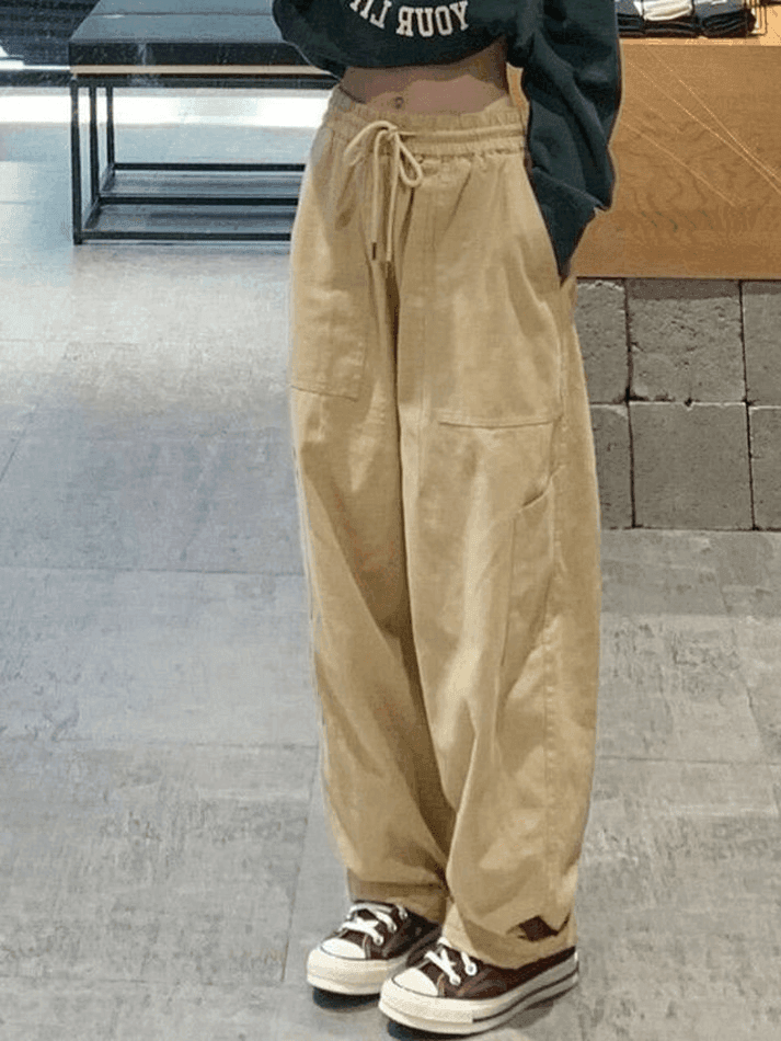 Levoire | Pantalon Droit Taille Haute Avec Poches Beige