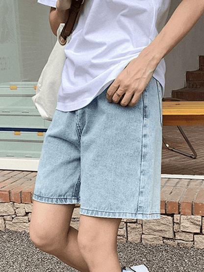 Levoire | Short En Denim Taille Haute À Jambe Droite