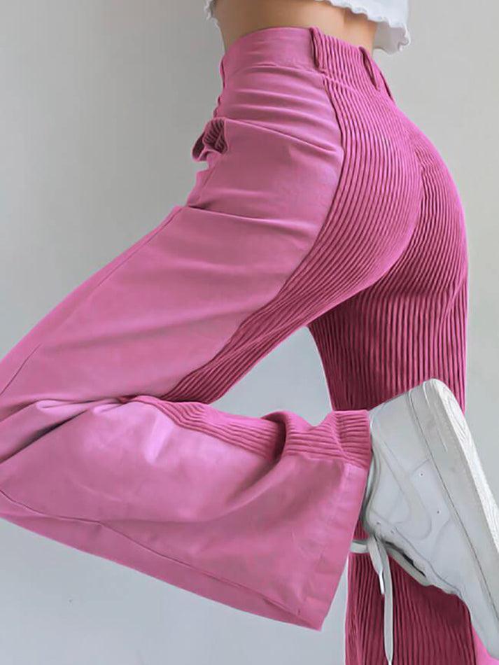 Levoire | Pantalon Large En Velours Côtelé Taille Haute Y2K Rosa