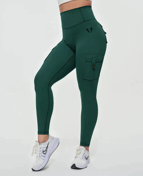 Levoire | Pantalons Cargo Taille Haute Vert foncé