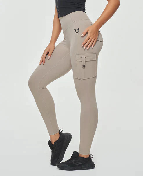 Levoire | Leggings Cargo Taille Haute Crème