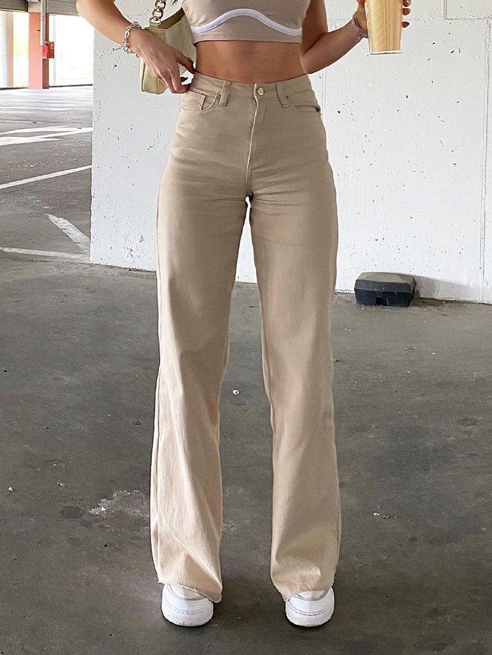Levoire | Jean Flare Unicolore Taille Haute Weizen