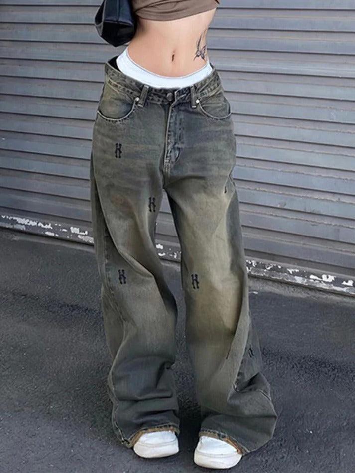 Levoire | Hip Pop Taille Basse Imprimé Boyfriend Jeans