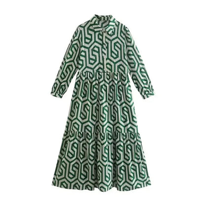 Levoire | Femme Robe à manches longues à motifs géométriques