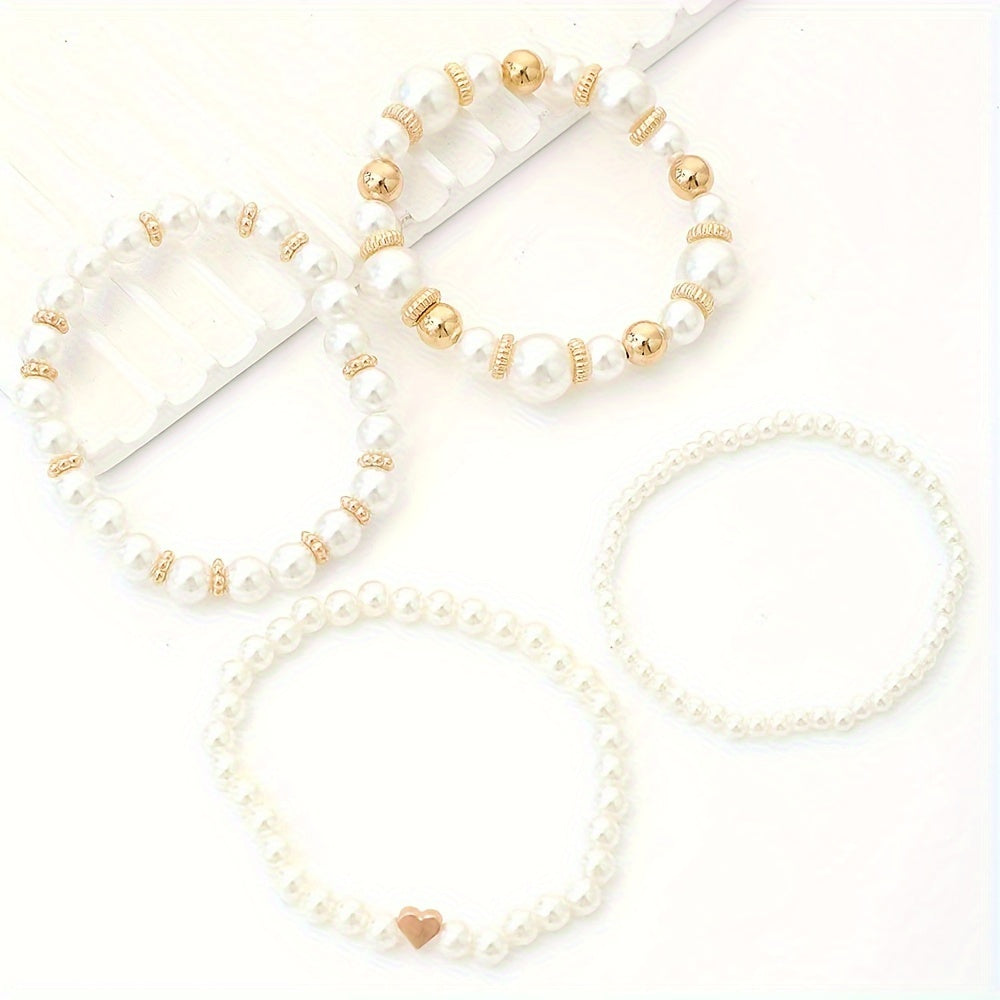 Levoire | Ensemble Élégant De 4 Bracelets Avec Perles En Plastique