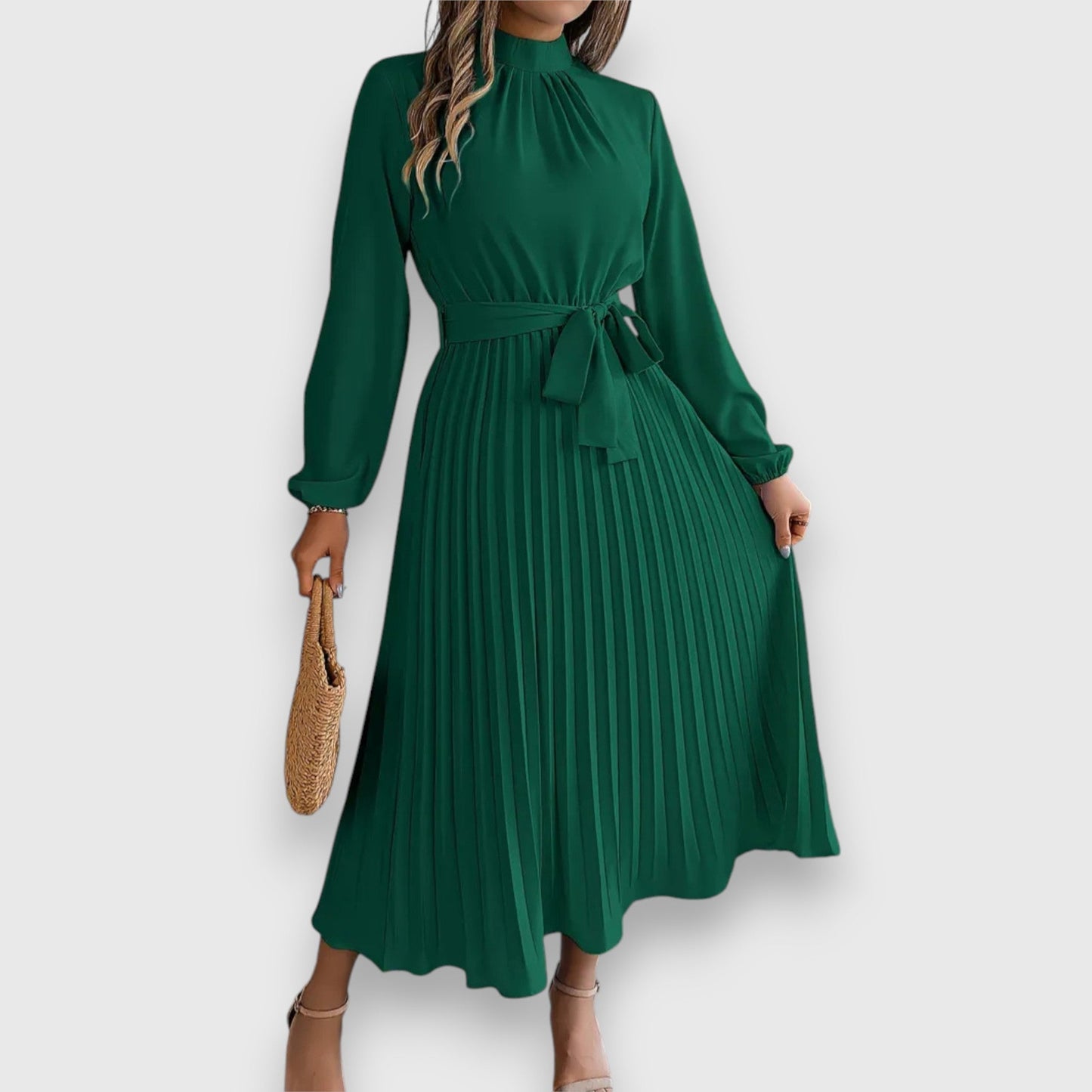 Levoire | Robe Midi À Taille Cintrée Et Évasée Vert