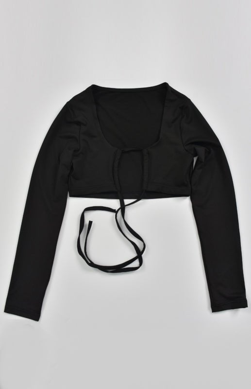Levoire | Blouse à col en V à manches longues avec lacets creux T-shirt sexy pour femmes
