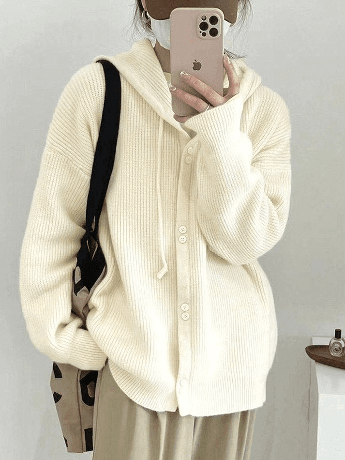 Levoire | Capuche Bouton Devant Tricot Gilet