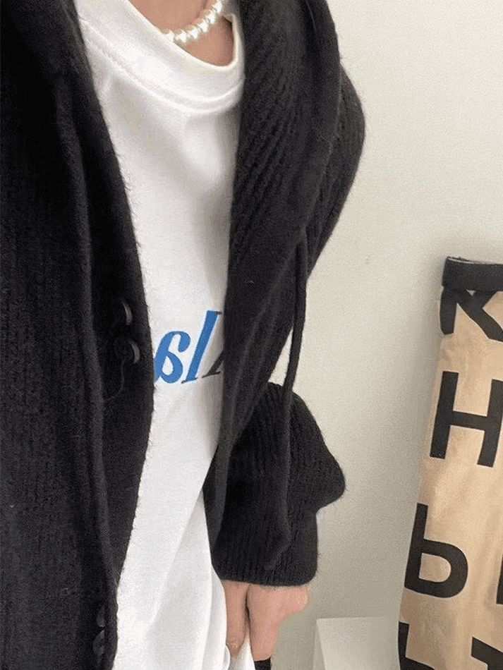 Levoire | Capuche Bouton Devant Tricot Gilet