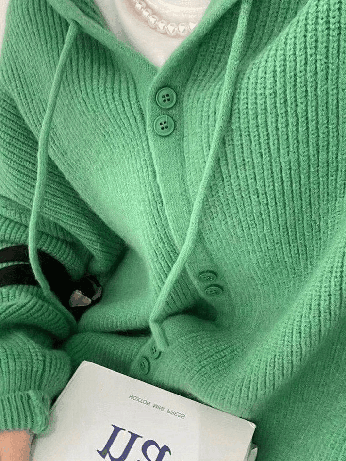 Levoire | Capuche Bouton Devant Tricot Gilet