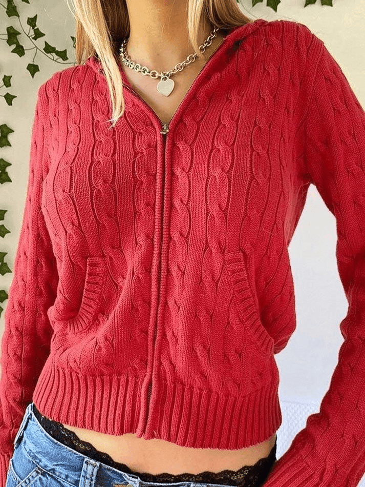 Levoire | T-Shirt À Capuche Avec Motif En Torsades Rot