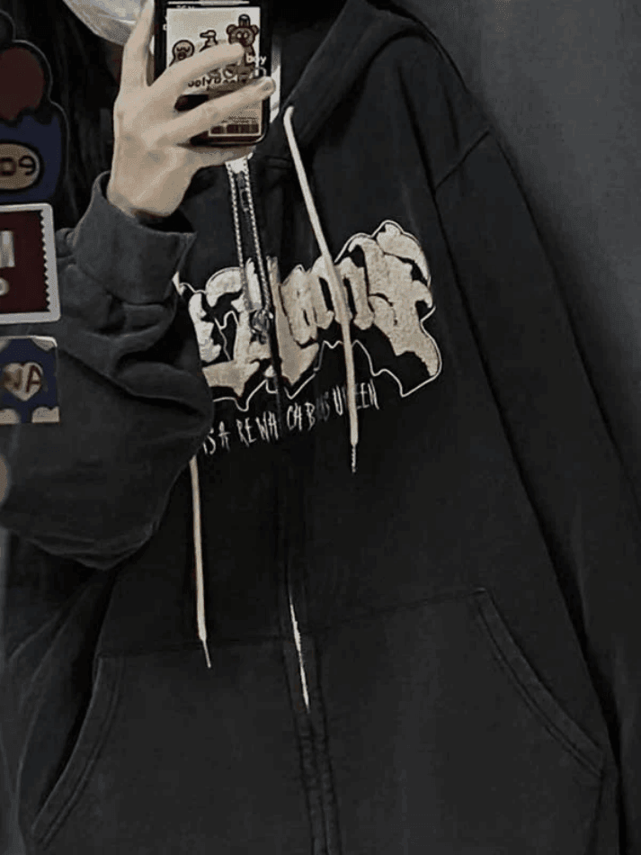 Levoire | Détail Corne Sweat À Capuche Zippé En Polaire Doublé