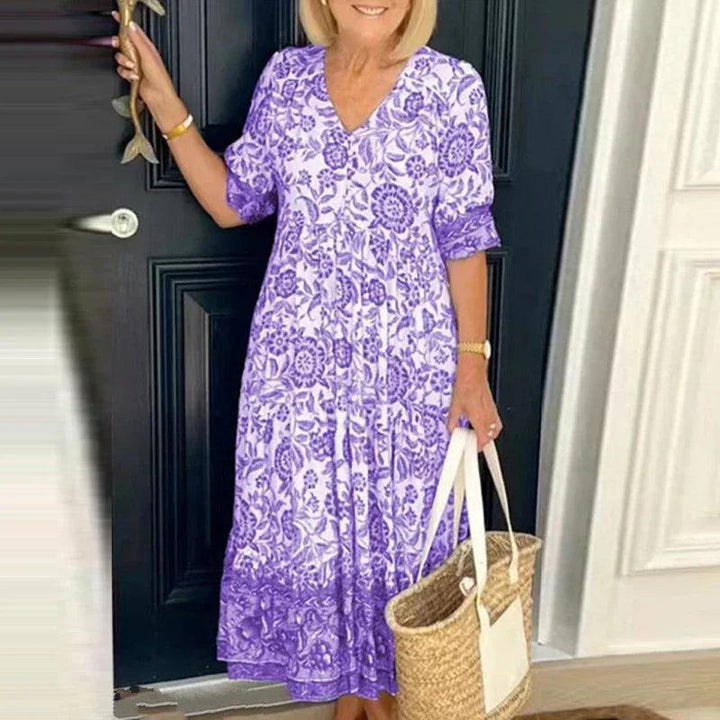 Levoire | Robe Maxi À Décolleté En V À Imprimé Floral Pour Femmes Lila