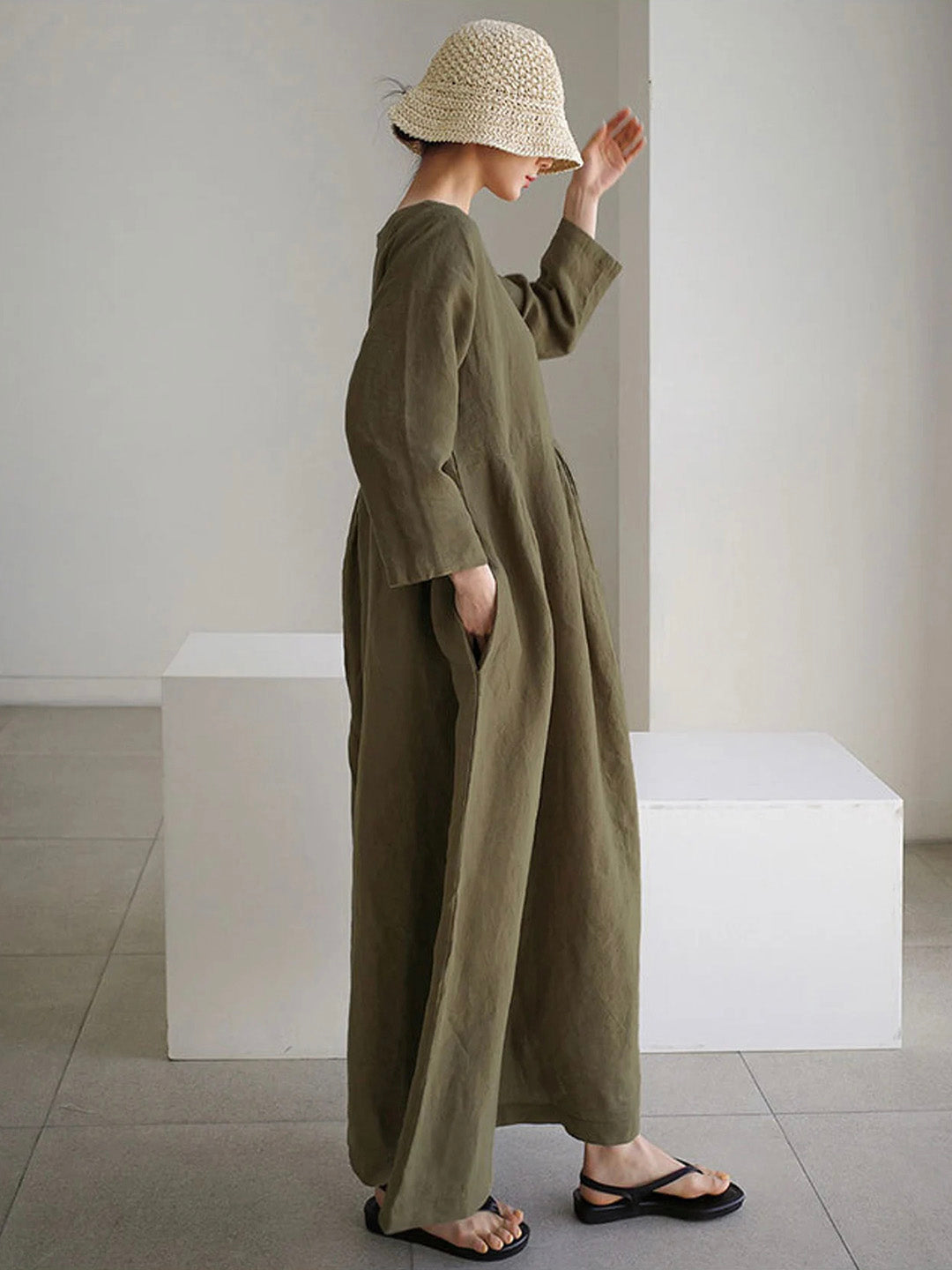 Levoire | Robe Ample En Lin Avec Poches Latérales