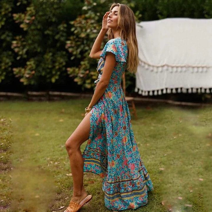 Levoire | Robe à col en V pour femme - Bleu