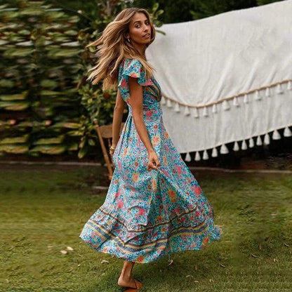 Levoire | Robe à col en V pour femme - Bleu