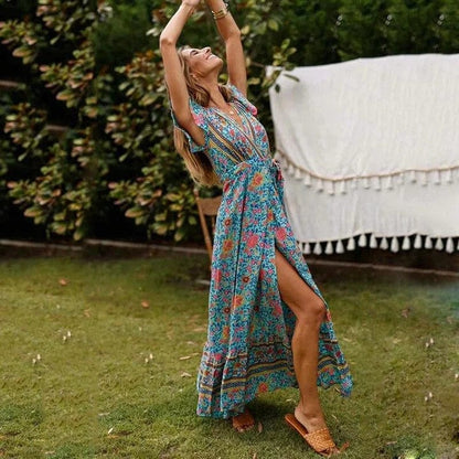 Levoire | Robe à col en V pour femme - Bleu