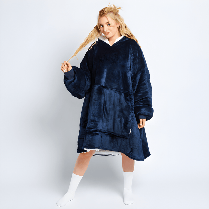 Levoire | Pull à capuche en polaire Sherpa ultra doux couverture confort et chaleur Bleu marine Une taille
