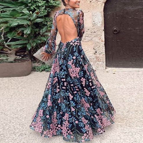 Levoire | Année Fleurs Dos Nu Maxi Robe